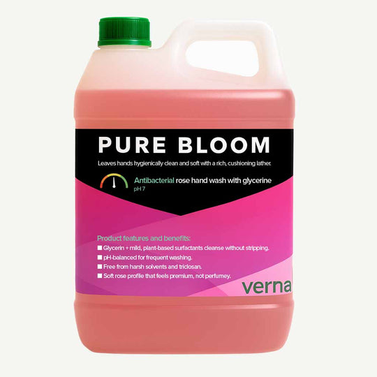 Verna Pure Bloom hand wash bottle on a white background